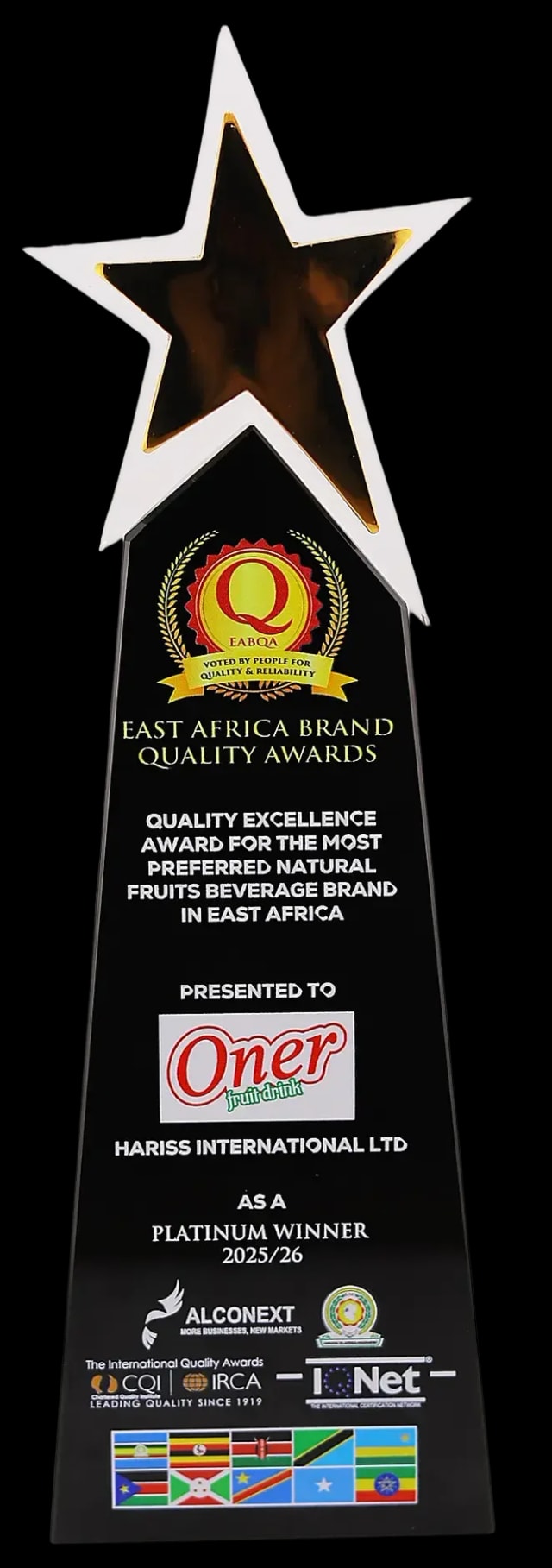 Oner East Africa Brand Quality Award - 2025/2026